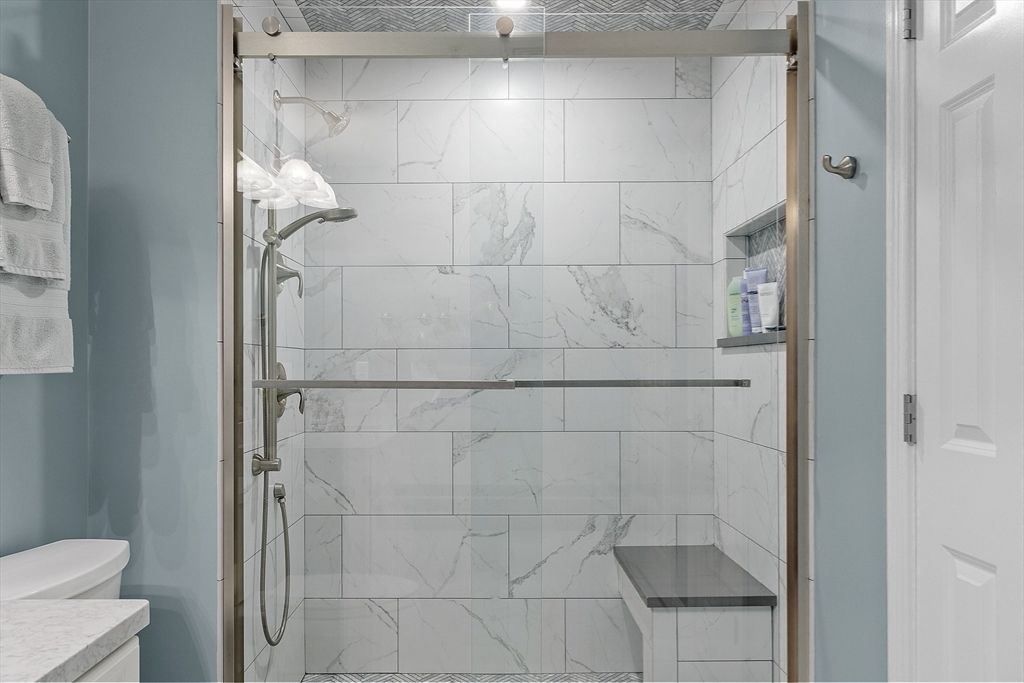 Bathroom, Glass Shower, Interior, Marble Walls