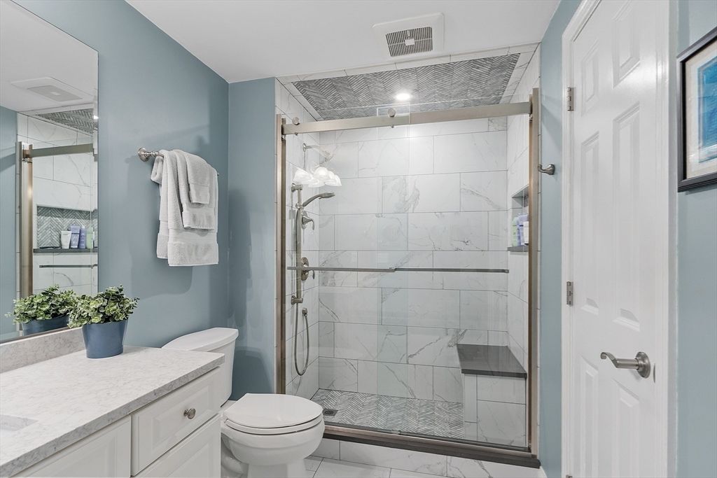 Bathroom, Glass Shower, Interior, Marble Walls
