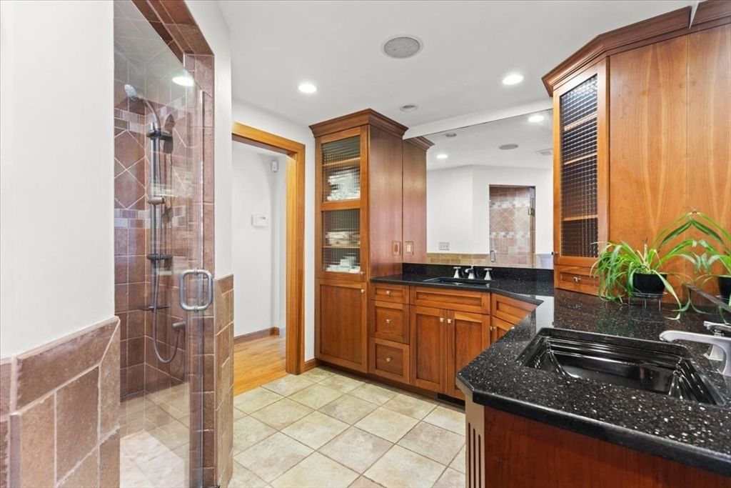 Bathroom, Dual Sink Vanities, Glass Shower, Interior, Recessed Lighting