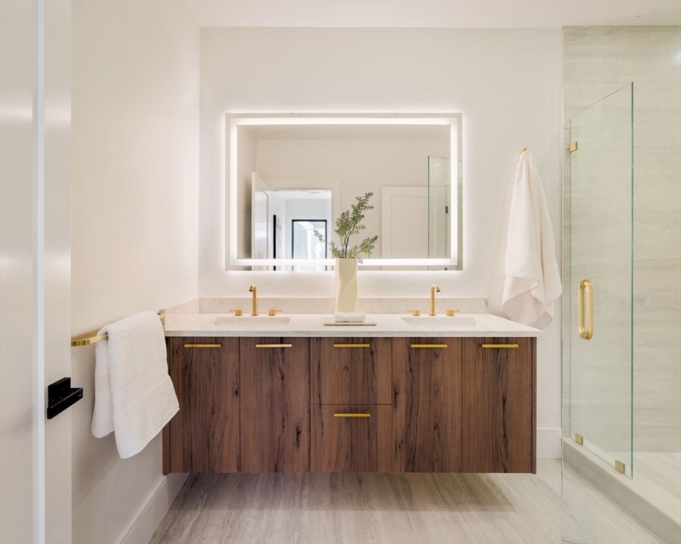 Bathroom, Dual Sink Vanities, Glass Shower, Interior