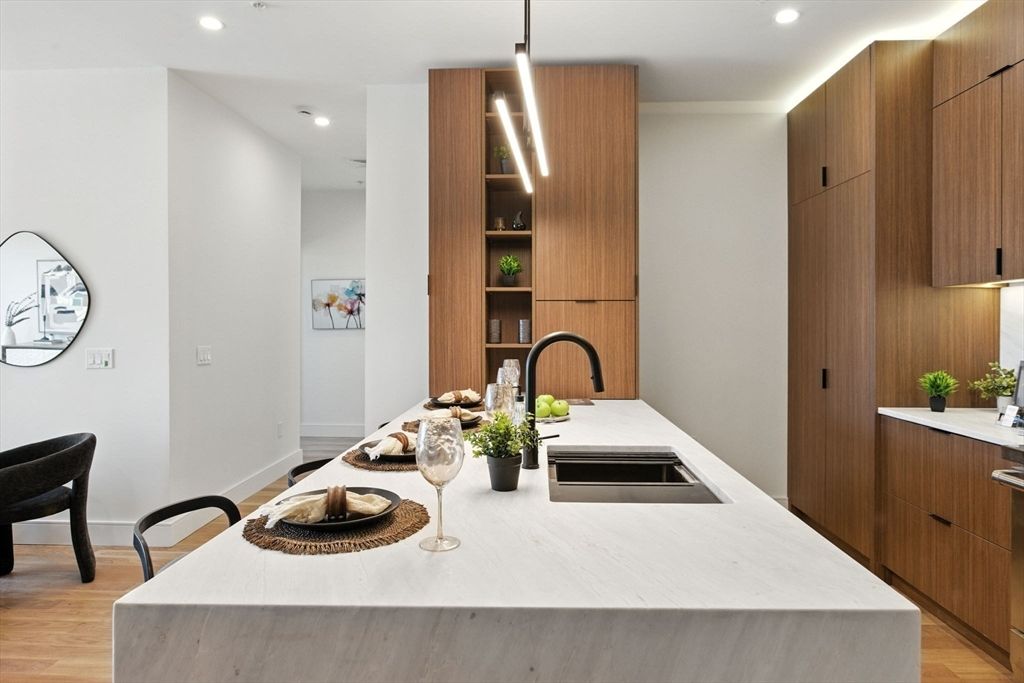 Interior, Kitchen, Recessed Lighting, Wood Texture Flooring