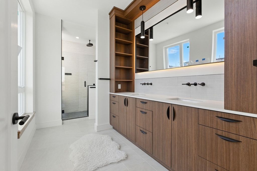 Bathroom, Dual Sink Vanities, Glass Shower, Interior, Recessed Lighting