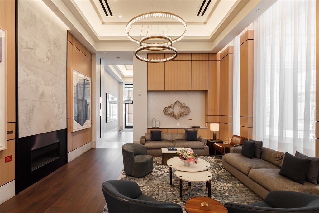 Interior, Living room, Pendant Lights, Recessed Lighting, Wood Texture Flooring