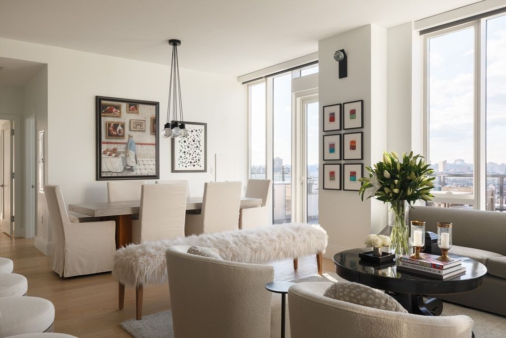Dining room, Interior, Living room, Pendant Lights, Wood Texture Flooring