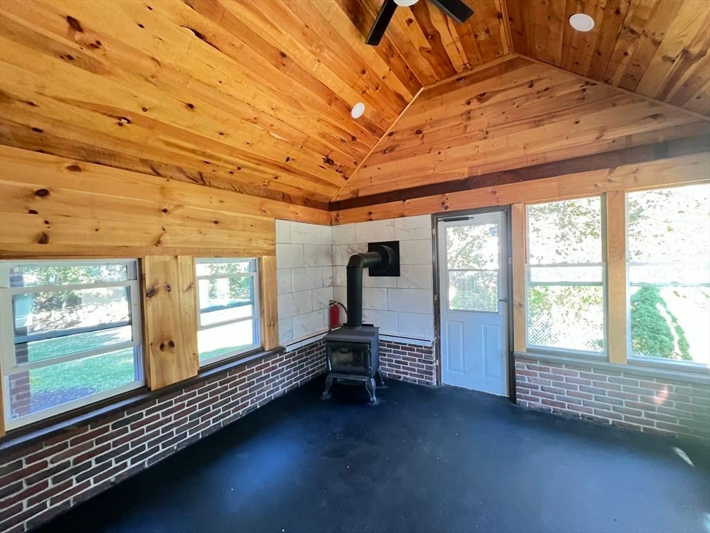 Empty room, Fireplace, Interior, Wooden Ceilings, Wooden Walls