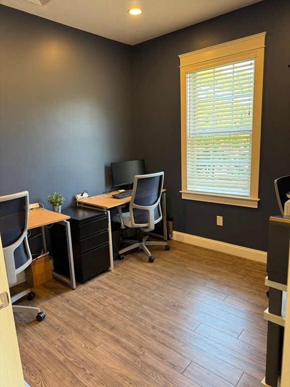 Home Office, Interior, Recessed Lighting, Wood Texture Flooring