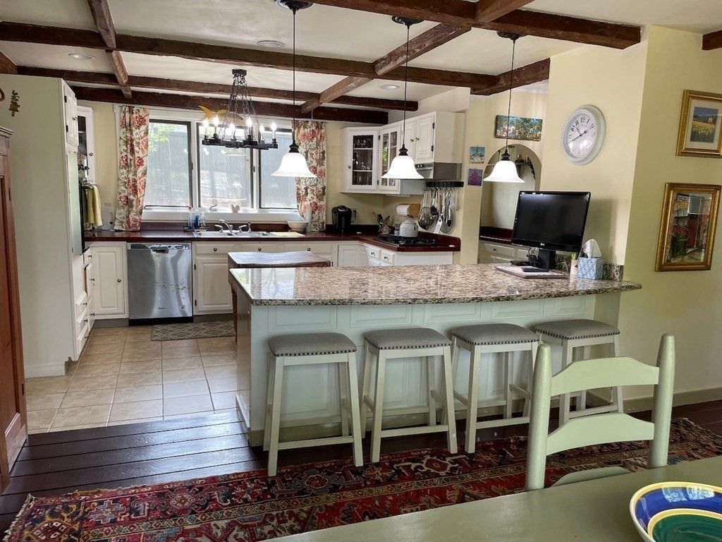 Interior, Kitchen, Pendant Lights, Recessed Lighting, Stainless Steel Appliances, Wooden Beams