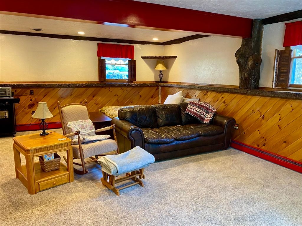 Interior, Living room, Recessed Lighting, Wood Texture Flooring, Wooden Walls