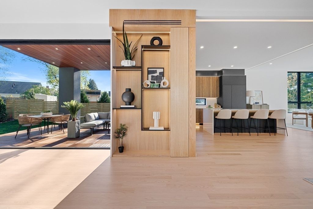 Dining room, Interior, Kitchen, Recessed Lighting, Wooden Ceilings, Wood Texture Flooring