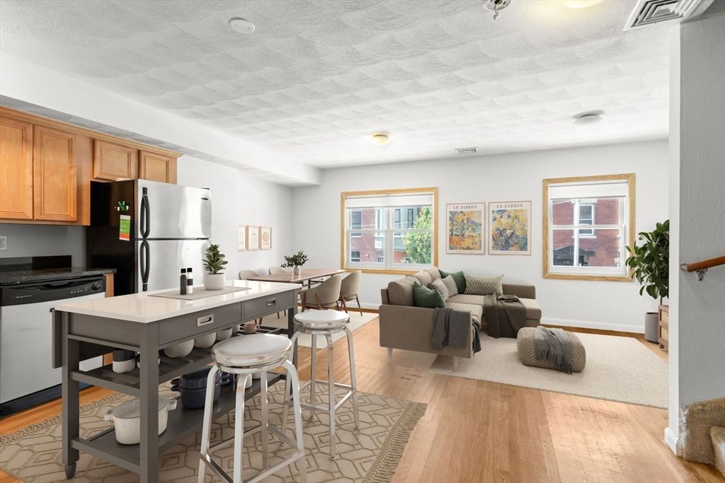 Dining room, Interior, Kitchen, Living room, Wood Texture Flooring