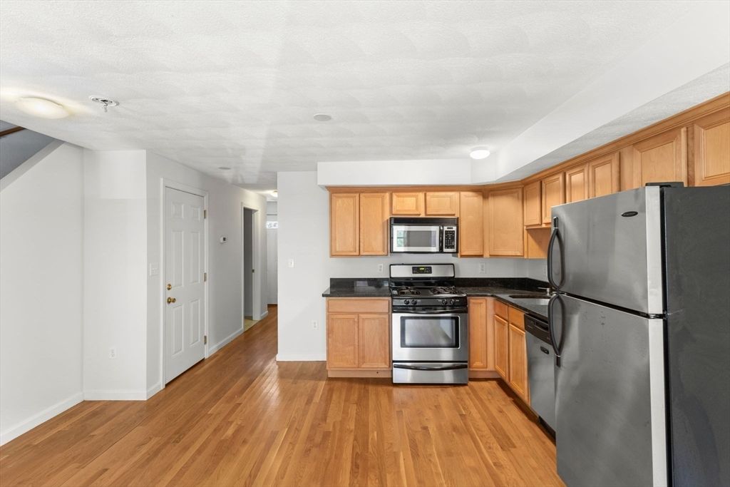 Interior, Kitchen, Stainless Steel Appliances, Wood Texture Flooring