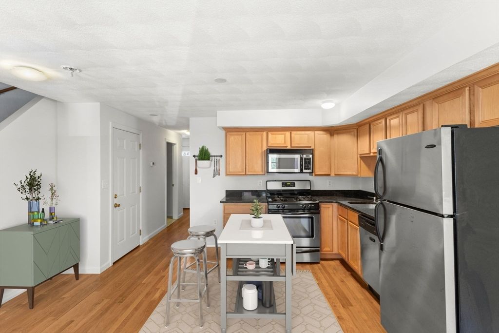 Interior, Kitchen, Stainless Steel Appliances, Wood Texture Flooring