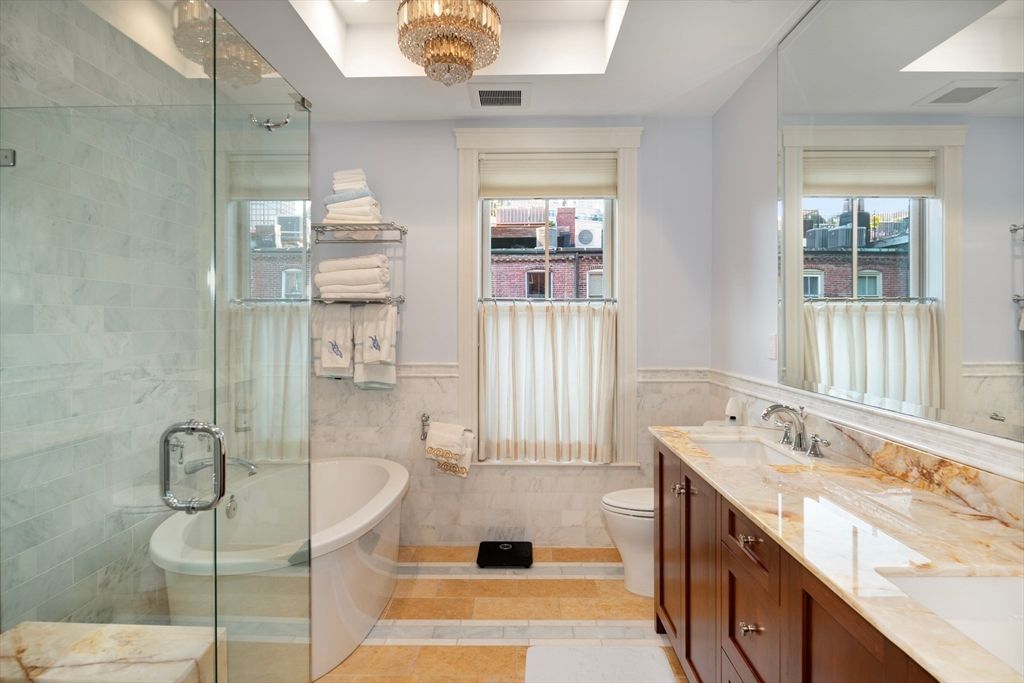 Bathroom, Dual Sink Vanities, Free Standing Baths, Glass Shower, Interior