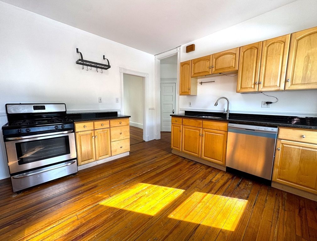 Interior, Kitchen, Stainless Steel Appliances, Wood Texture Flooring