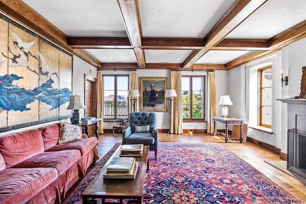 Fireplace, Interior, Living room, Wooden Beams, Wood Texture Flooring