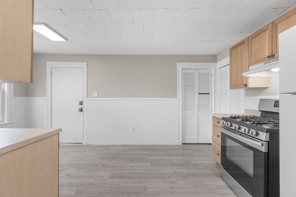 Interior, Kitchen, Stainless Steel Appliances, Wood Texture Flooring