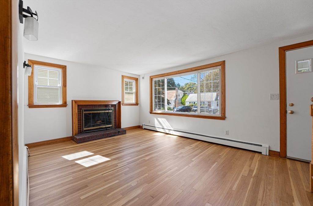 Empty room, Fireplace, Interior, Wood Texture Flooring