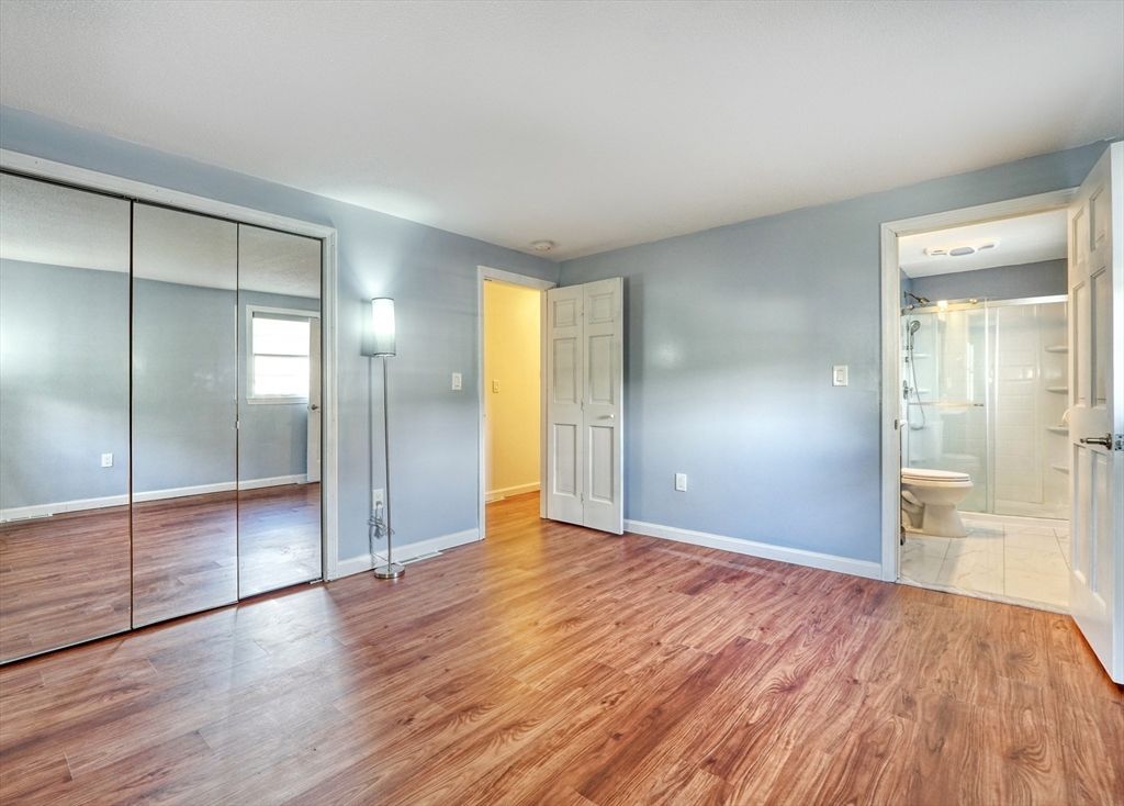 Bathroom, Empty room, Glass Shower, Interior, Wood Texture Flooring