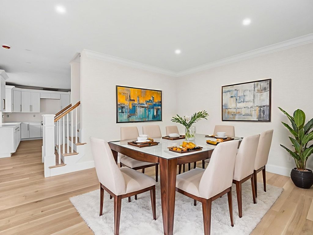 Dining room, Interior, Kitchen, Recessed Lighting, Wood Texture Flooring