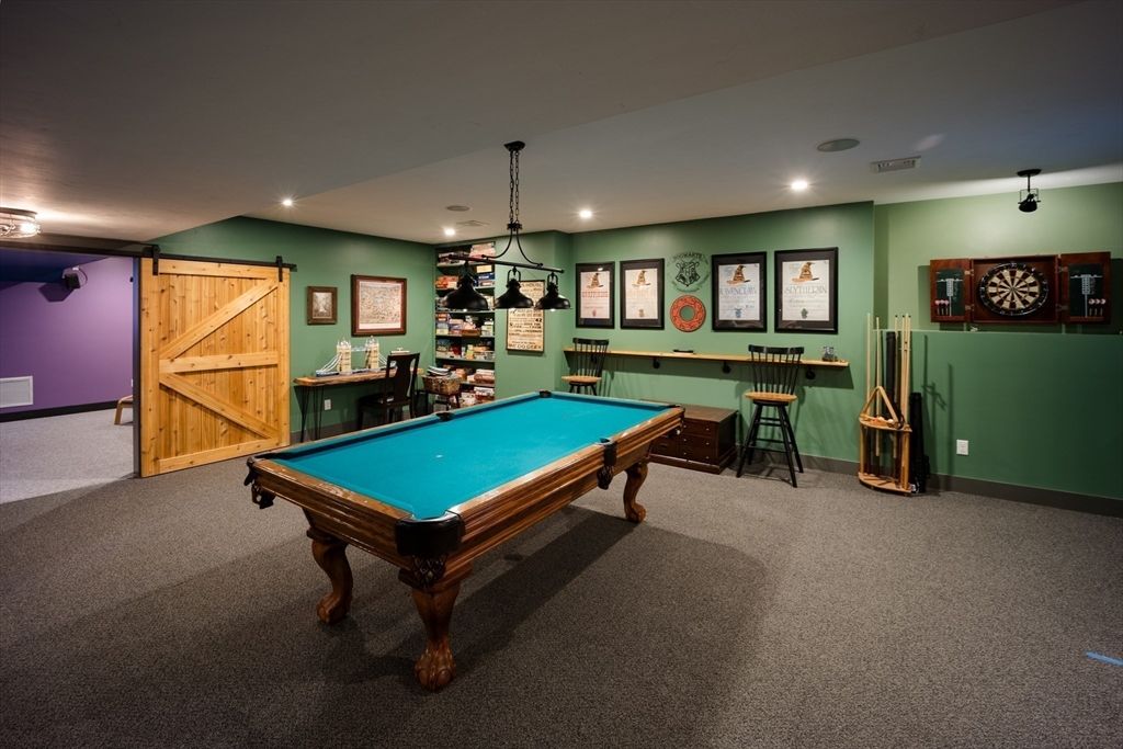 Billiard Table, Chandelier, Game Room, Interior, Pendant Lights, Recessed Lighting