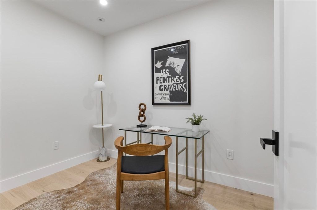 Home Office, Interior, Recessed Lighting, Wood Texture Flooring