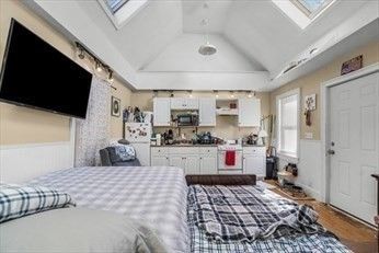 Bedroom, Glass Ceilings, Interior, Kitchen, Pendant Lights, Recessed Lighting, Wood Texture Flooring