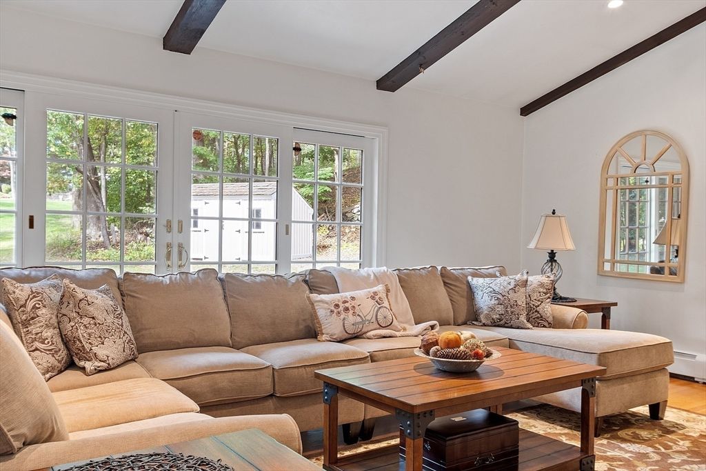 Interior, Living room, Recessed Lighting, Wooden Beams, Wood Texture Flooring