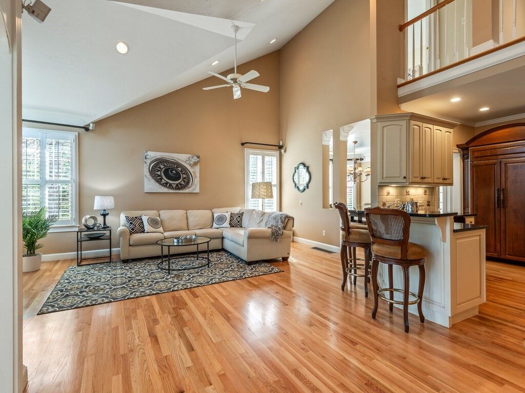 Dining room, Interior, Kitchen, Living room, Recessed Lighting, Wood Texture Flooring