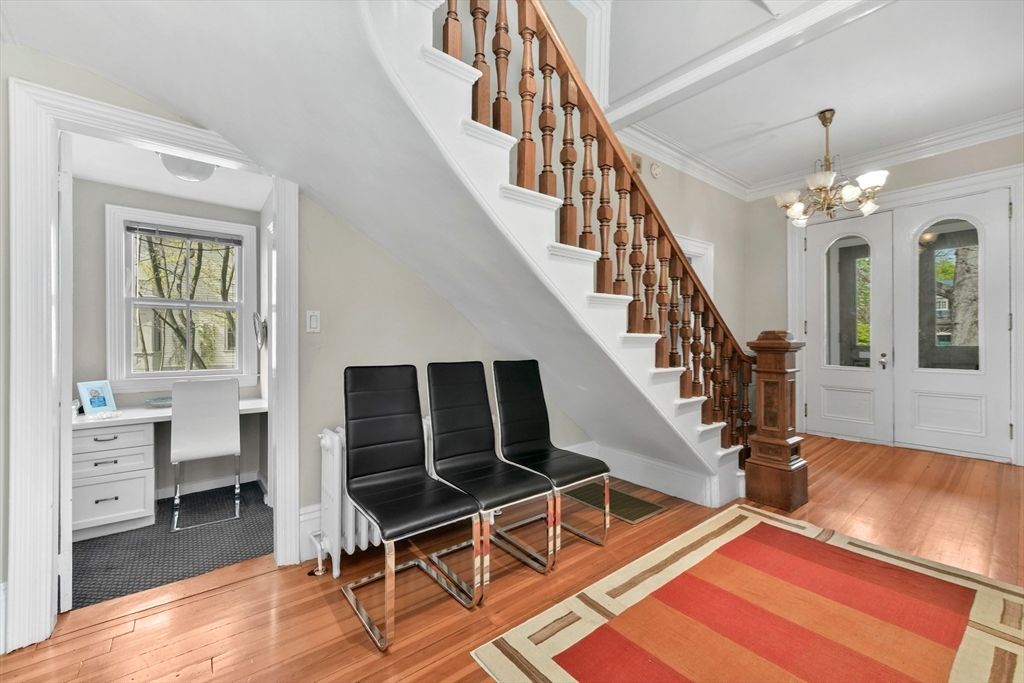 Chandelier, Home Office, Interior, Wood Texture Flooring