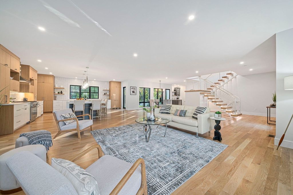 Dining room, Interior, Kitchen, Living room, Pendant Lights, Recessed Lighting, Wood Texture Flooring