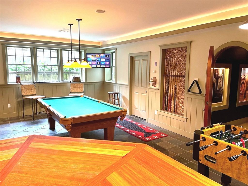 Billiard Table, Game Room, Interior, Pendant Lights