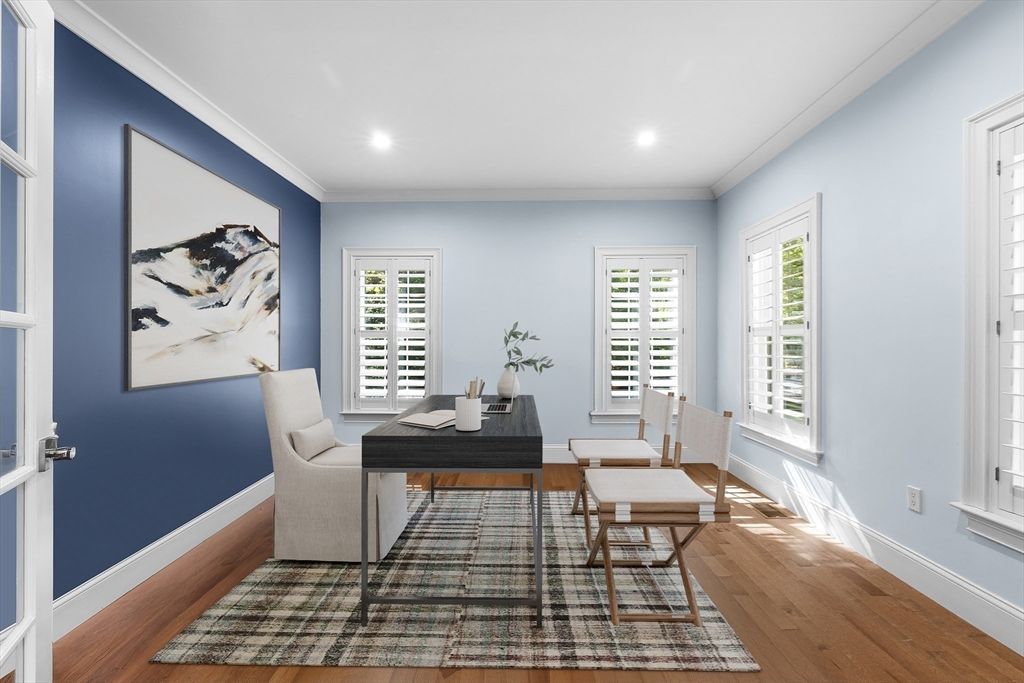 Home Office, Interior, Recessed Lighting, Wood Texture Flooring