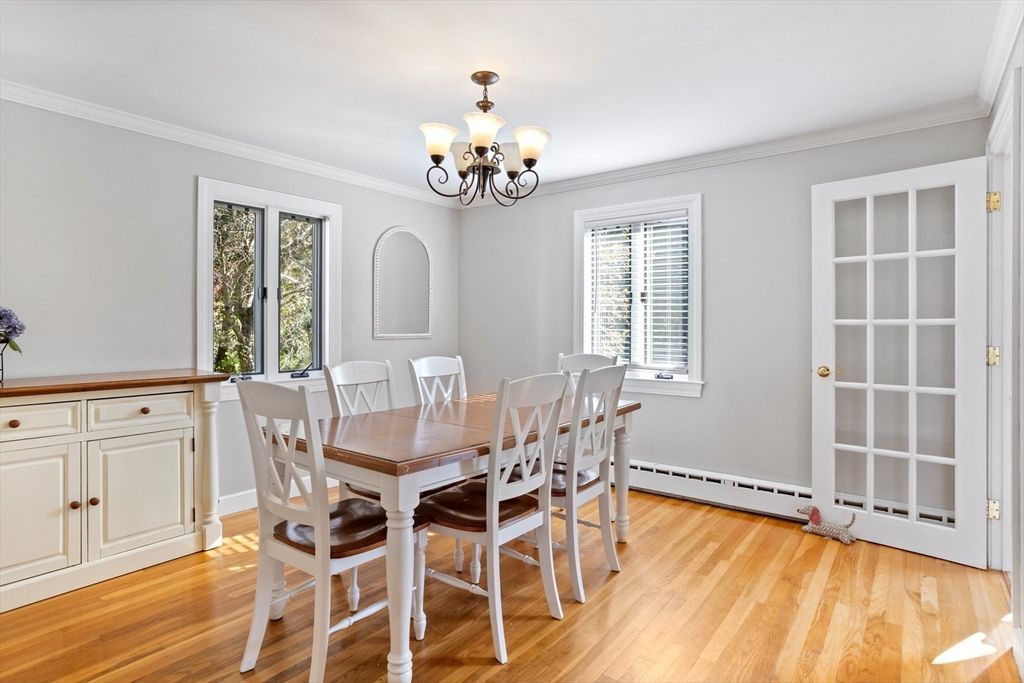 Chandelier, Dining room, Interior, Wood Texture Flooring