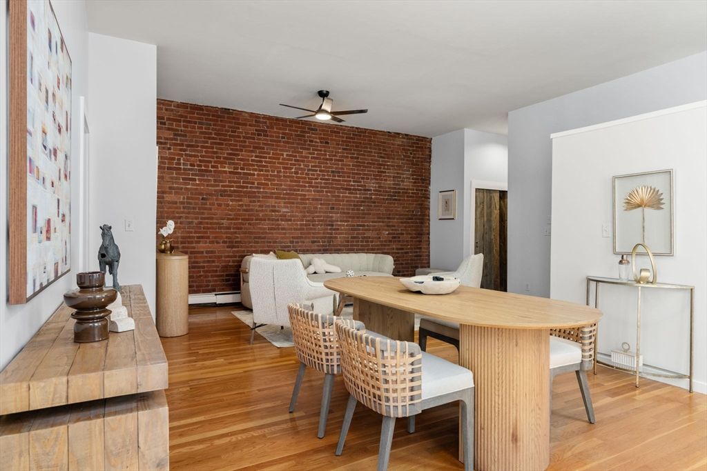 Dining room, Interior, Stone Walls, Wood Texture Flooring