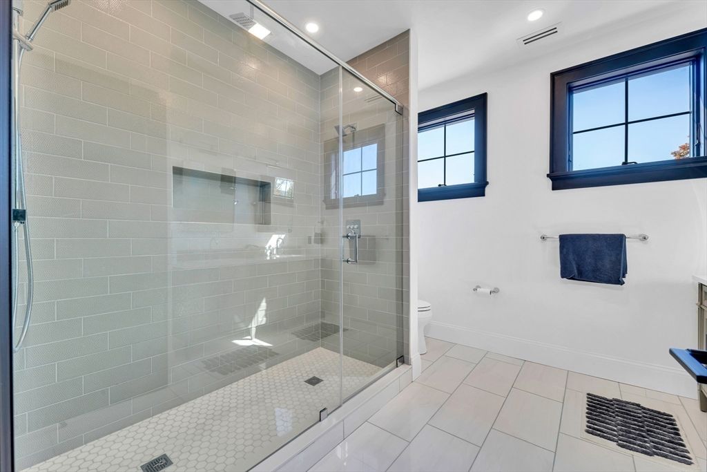 Bathroom, Glass Shower, Interior, Recessed Lighting