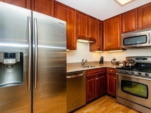 Interior, Kitchen, Stainless Steel Appliances, Wood Texture Flooring