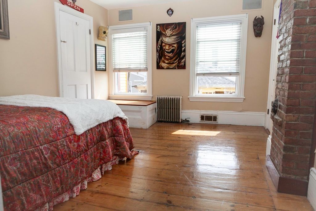 Bedroom, Interior, Stone Walls, Wood Texture Flooring
