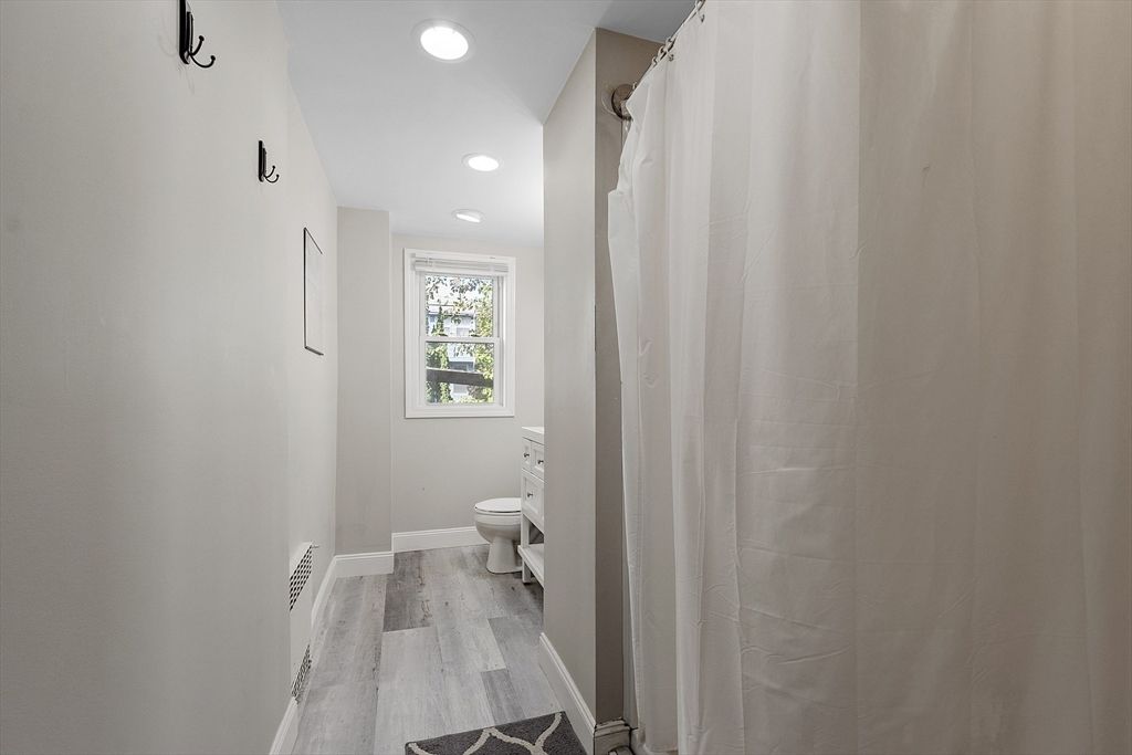 Bathroom, Interior, Recessed Lighting, Wood Texture Flooring