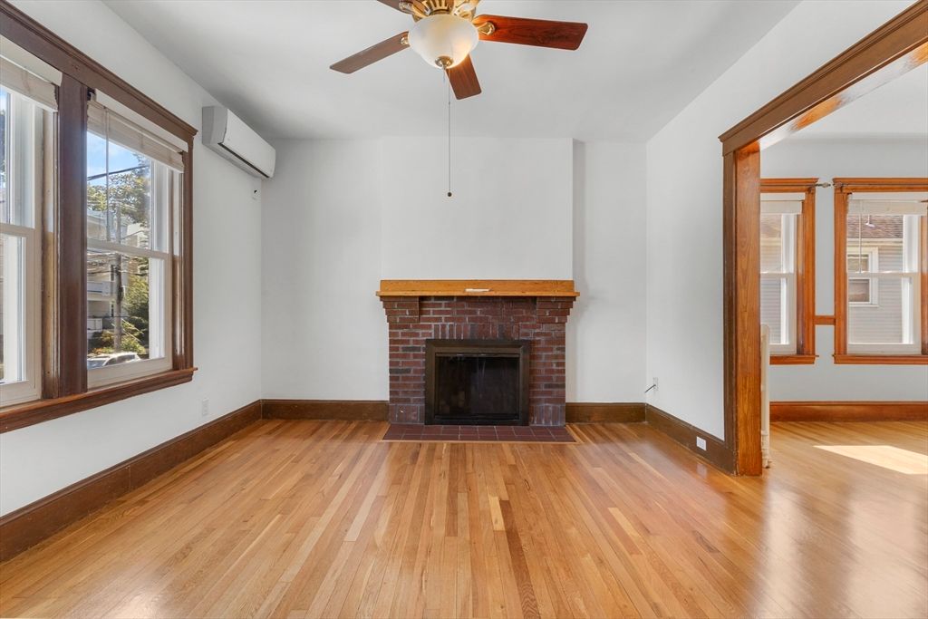 Empty room, Fireplace, Interior, Wood Texture Flooring