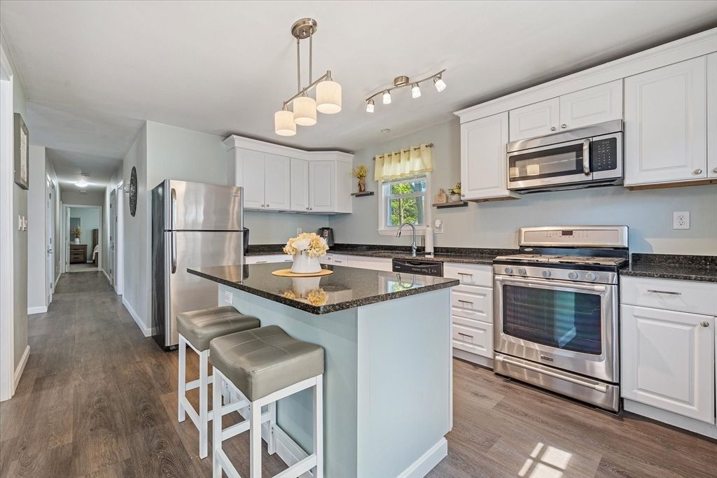Interior, Kitchen, Pendant Lights, Stainless Steel Appliances, Wood Texture Flooring