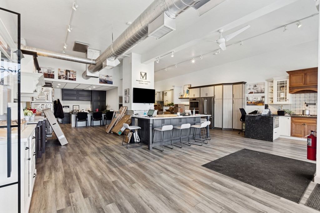 Interior, Kitchen, Pendant Lights, Stainless Steel Appliances, Wood Texture Flooring