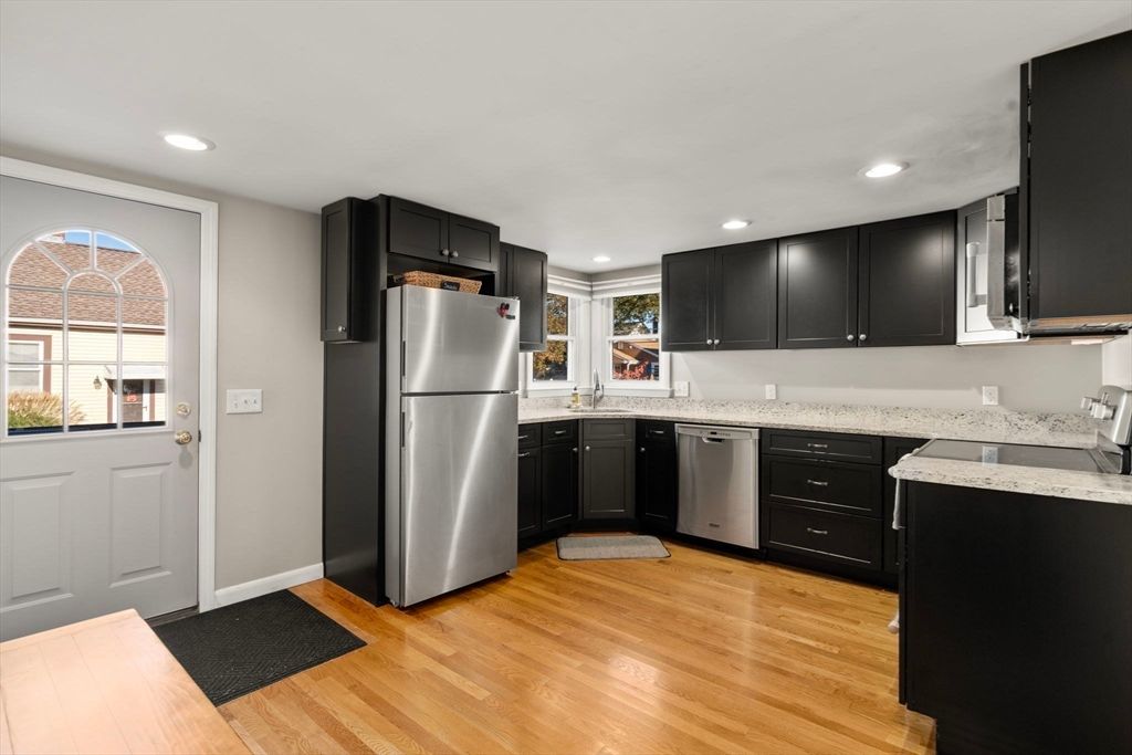 Interior, Kitchen, Recessed Lighting, Wood Texture Flooring