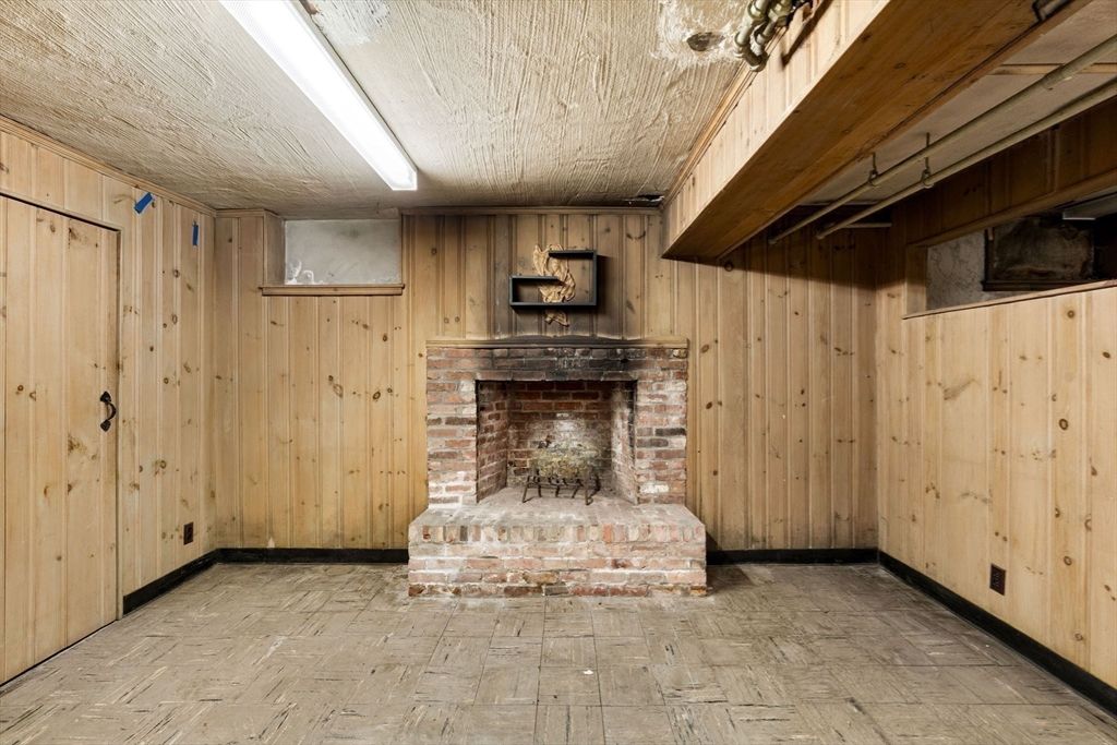 Empty room, Fireplace, Interior, Wooden Walls