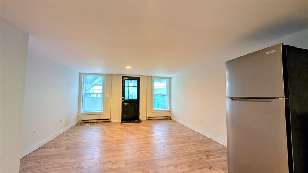 Empty room, Interior, Kitchen, Recessed Lighting, Wood Texture Flooring
