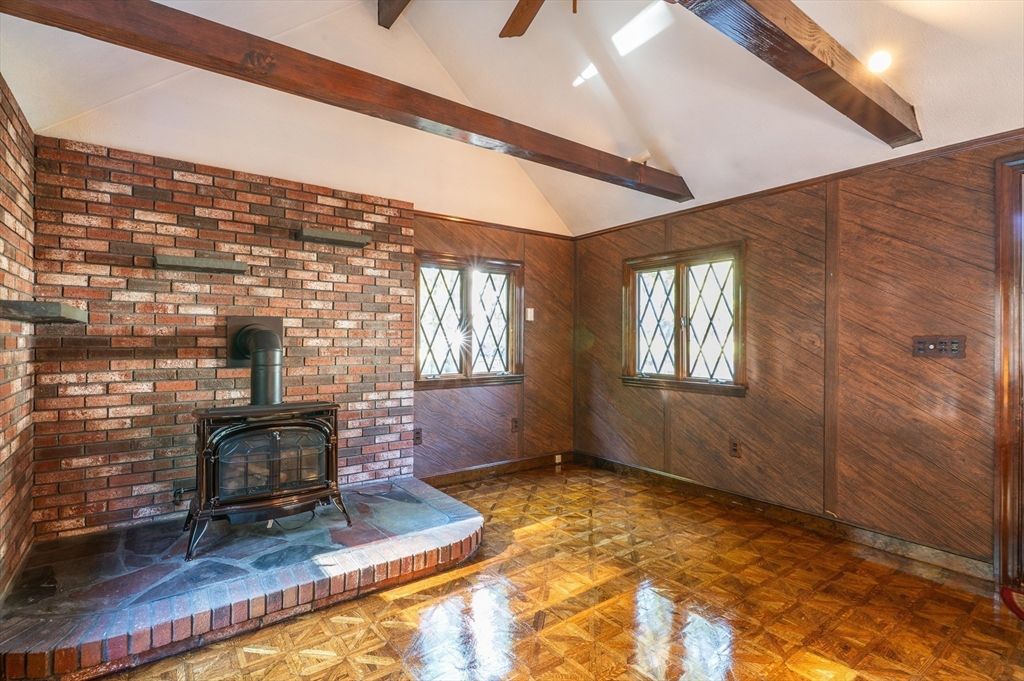 Fireplace, Interior, Stone Walls, Wooden Beams, Wooden Walls