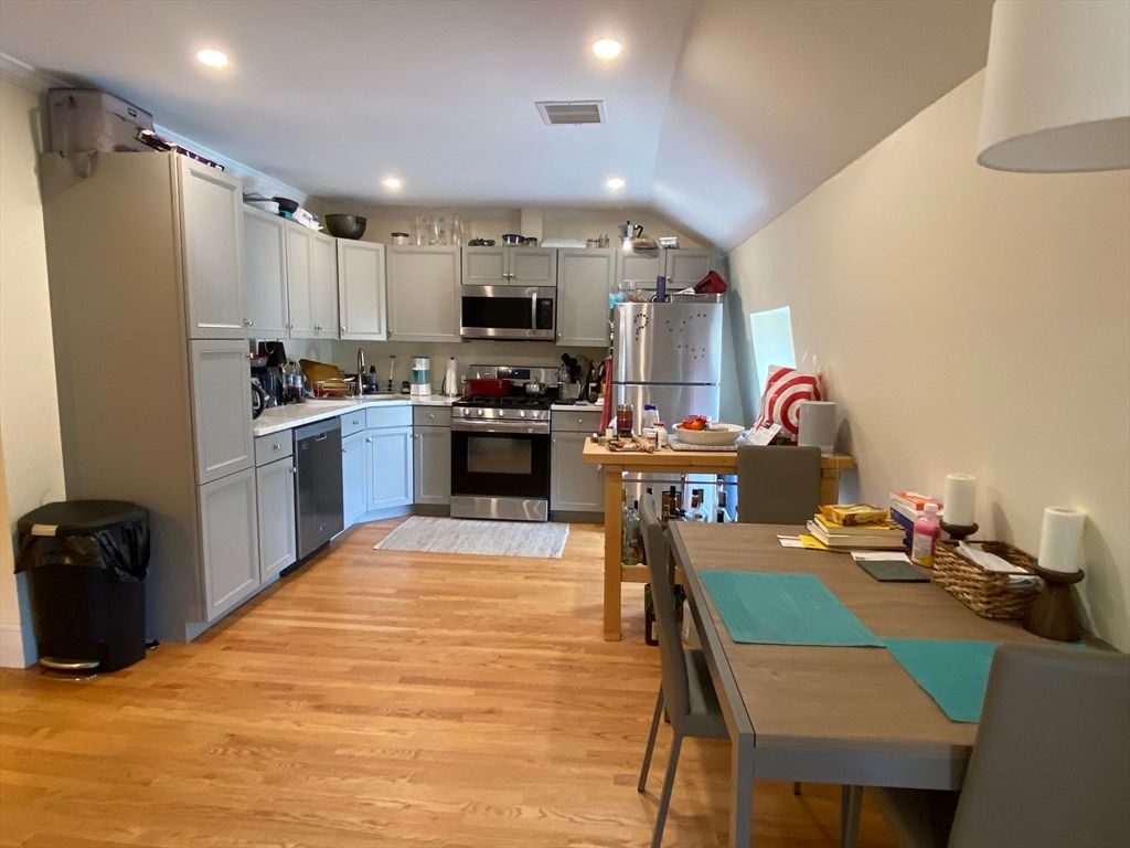 Interior, Kitchen, Recessed Lighting, Wood Texture Flooring