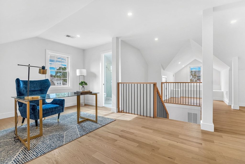 Home Office, Interior, Recessed Lighting, Wood Texture Flooring