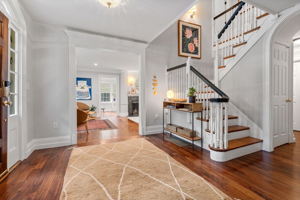 Fireplace, Interior, Recessed Lighting, Wood Texture Flooring