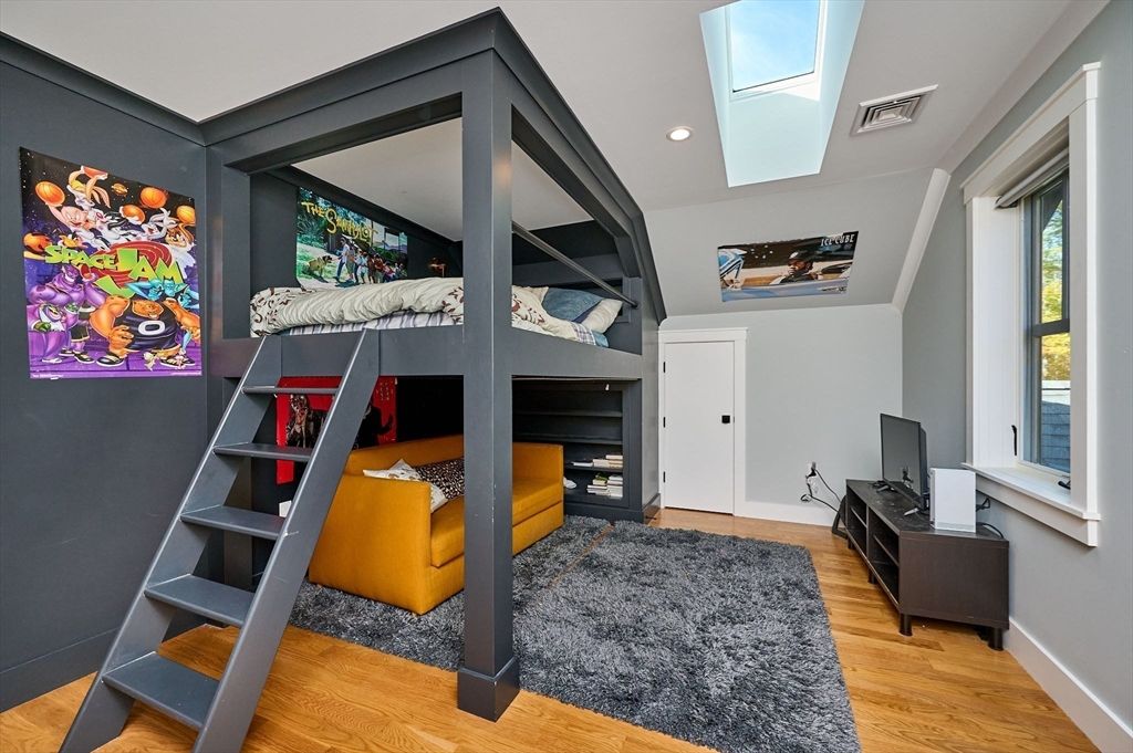 Fireplace, Interior, Recessed Lighting, Wood Texture Flooring