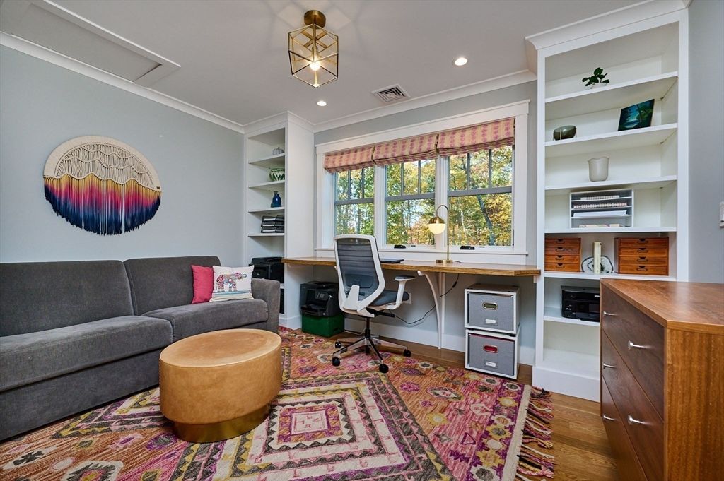 Home Office, Interior, Recessed Lighting, Wood Texture Flooring